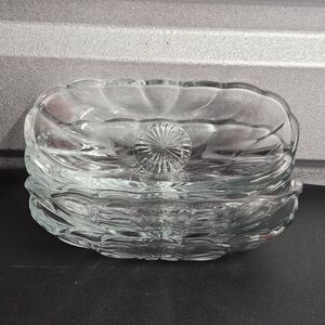 Lot 3 Vintage Clear Glass Relish Dishes Scalloped Divided Candy Nut Serving...